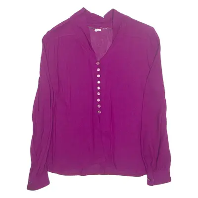 Womens Blouse Purple V-Neck Long Sleeve M