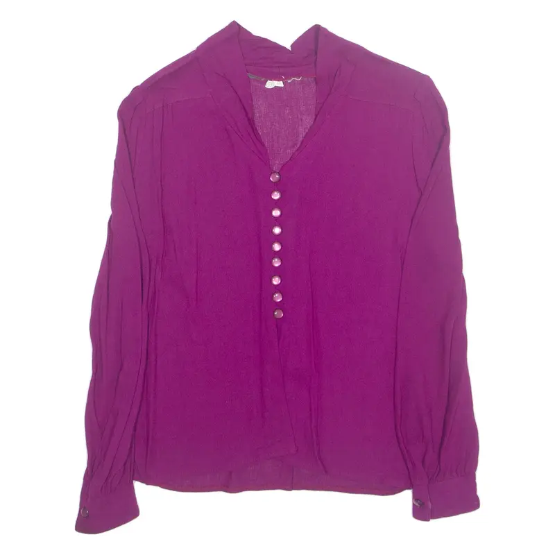 Womens Blouse Purple V-Neck Long Sleeve M