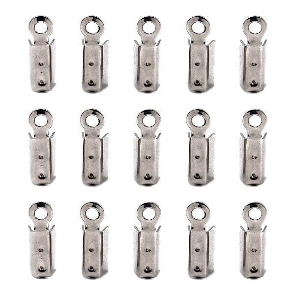 Tarnish Resistant 201 Stainless Steel Fold Over Crimp Cord Ends