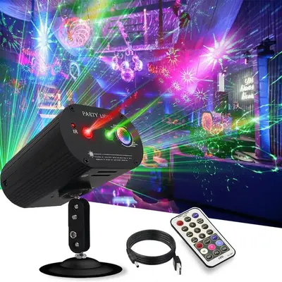 Oval Double Hole Party Disco Light, RGB LED Party Light, USB Powered DJ Stage Light with Remote Control, Decorative Light Pro...