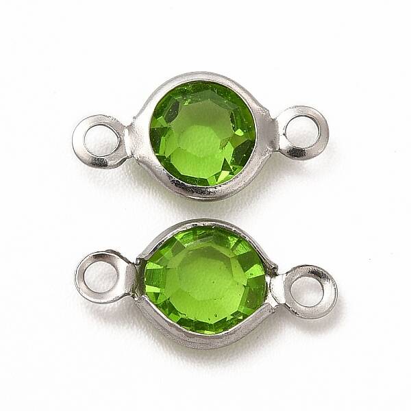 304 Stainless Steel with Glass Connector Charms