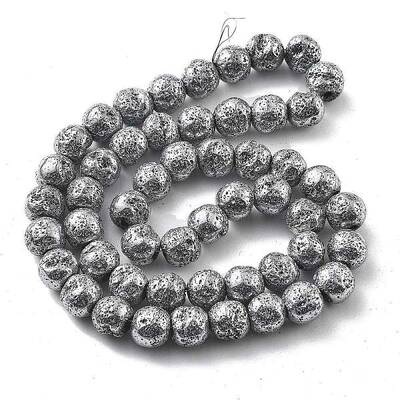 Electroplated Natural Lava Rock Beads Strands