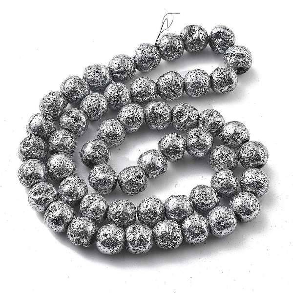 Electroplated Natural Lava Rock Beads Strands