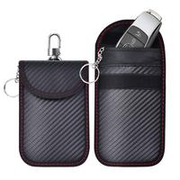 Small Pouch with Hook Securing Keyring, Signal Blocking Faraday Bag for Car Keys Anti-theft Remote Entry