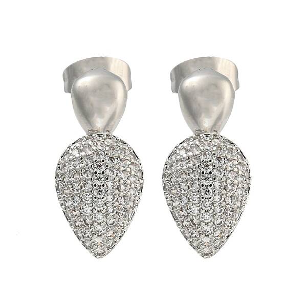 Teardrop Brass Pave Cubic Zirconia Dangle Stud Earrings for Women
