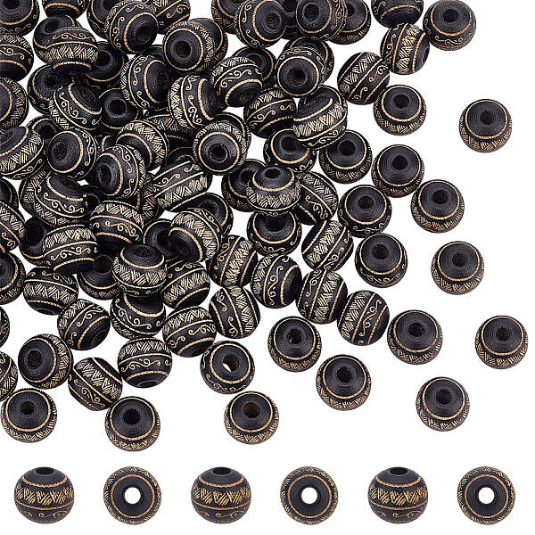 100Pcs Painted Natural Wood Beads