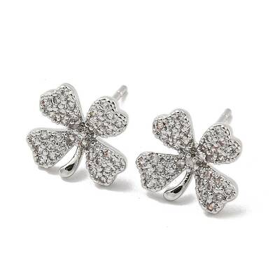 Brass with Clear Cubic Zirconia Stud Earrings