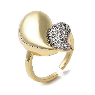 Teardrop Brass Micro Pave Cubic Zirconia Open Cuff Rings for Women