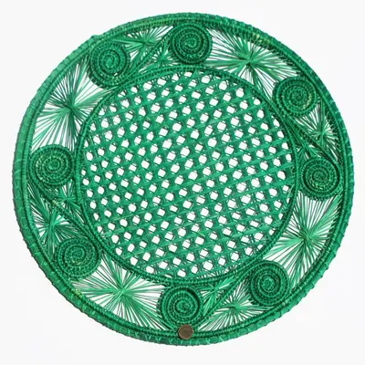 Caracoli Green Placemat - Pack of 6 - Made of Natural Palm | Primary color: Green