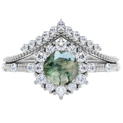 Sterling Silver Round Moissanite & Personalized Engraving Sunflower Couple Wedding Ring For Women