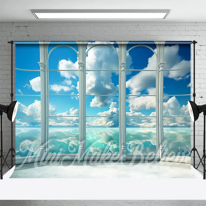 Blue Sky Transparent Window Summer Photo Backdrop - Aperturee
