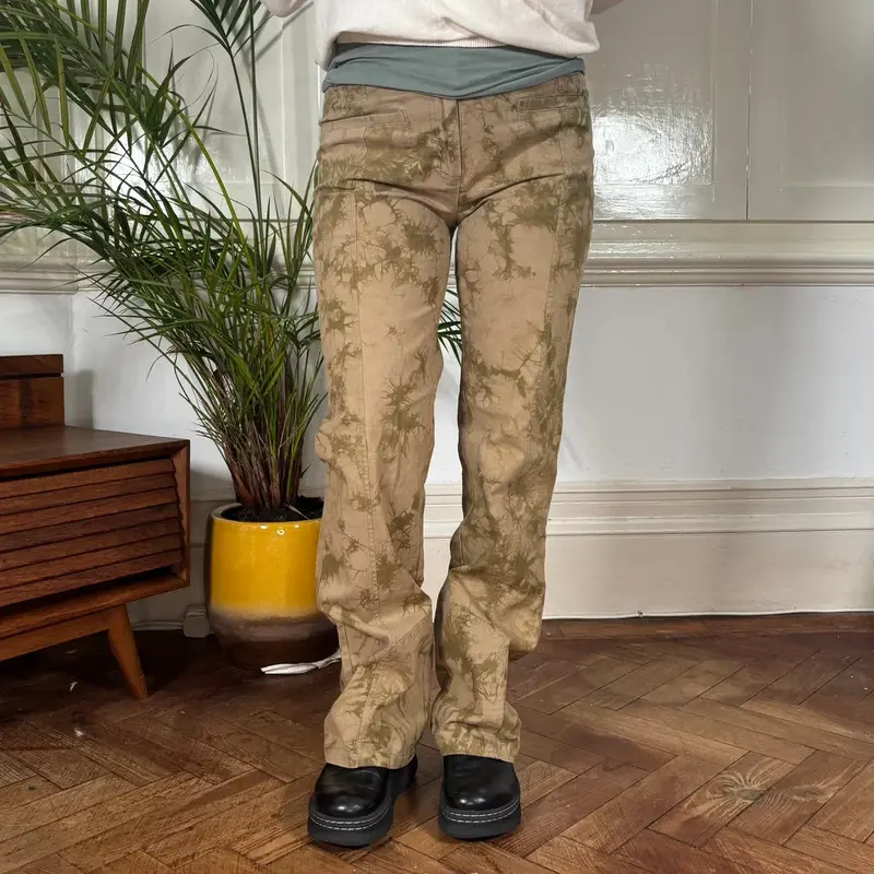 Breacg Comfort Tie-Dye Trousers - 28W UK 8 Khaki Cotton