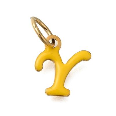 Ion Plating(IP) 304 Stainless Steel Enamel Alphabet Charms