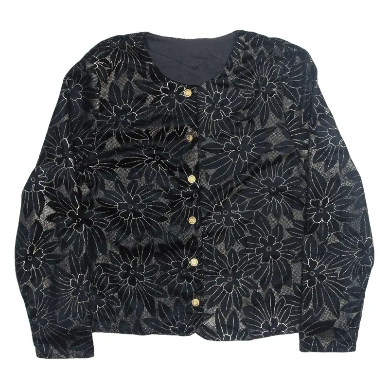 Blazer Jacket Black Floral Womens M