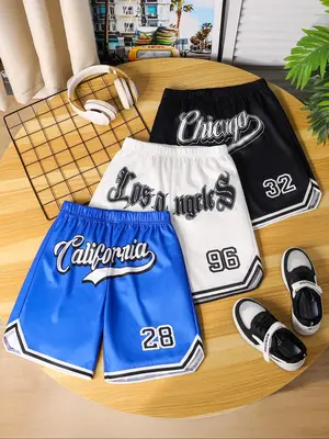 Boy's Letter Print Shorts, Casual Breathable Quick Drying Shorts for Summer, Kids Bottoms for Daily Wear