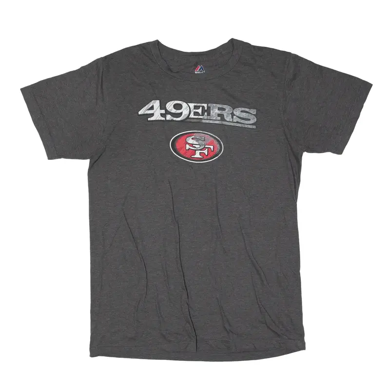 MAJESTIC Triple Peak San Francisco 49ers Football USA T-Shirt Grey Short Sleeve Mens M