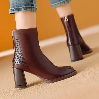 CHIKO Adoeete Square Toe Block Heels Ankle Boots