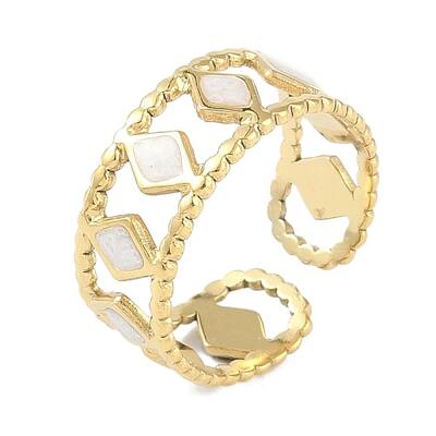 Ion Plating(IP) 304 Stainless Steel Enamel Cuff Finger Rings