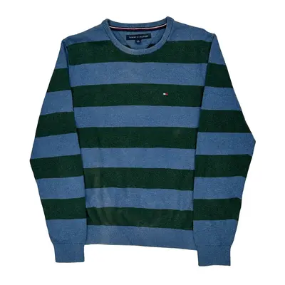 Tommy Hilfiger Striped Jumper - Medium Blue Cotton