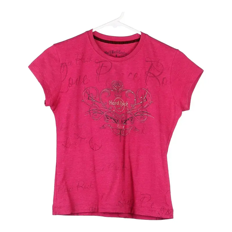 Rome Hard Rock Cafe Cropped Top - Small Pink Cotton