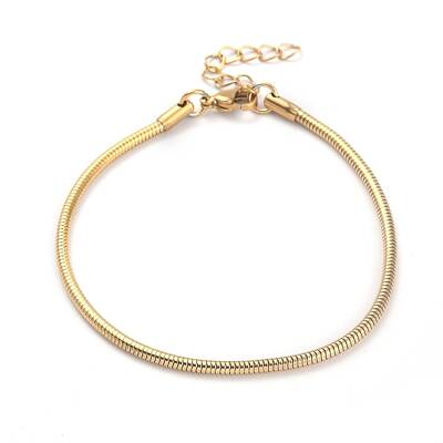 Ion Plating(IP) 304 Stainless Steel Round Snake Chain Bracelets