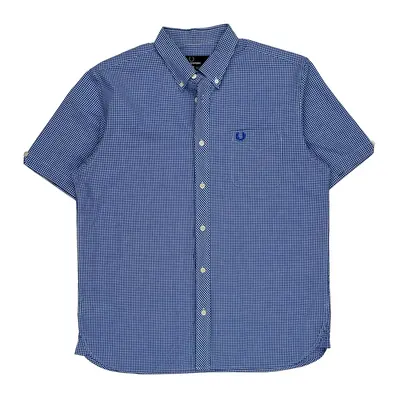 Fred Perry Checked Shirt - Large Blue Cotton | Size: large