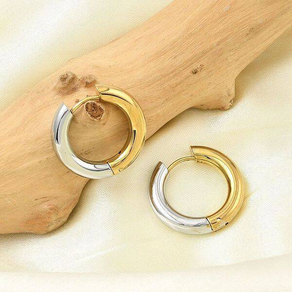 201 Stainless Steel Two Tone Hoop Earrings