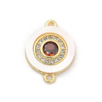 Brass Micro Pave Clear Cubic Zirconia & Shell Connector Charms