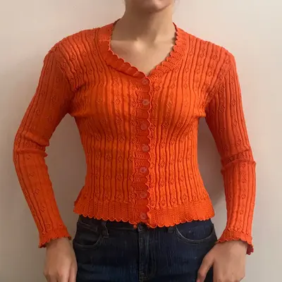 Unbranded Cardigan - XS Orange Acrylic Blend