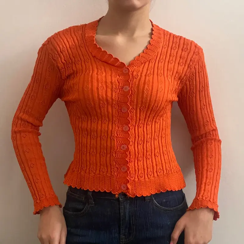 Unbranded Cardigan - XS Orange Acrylic Blend