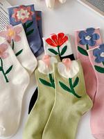 Women's Floral Print Crew Socks, Fashion Casual Comfy Socks for Daily Outdoor Wear, Ladies Socks for All Seasons, Socks for W...