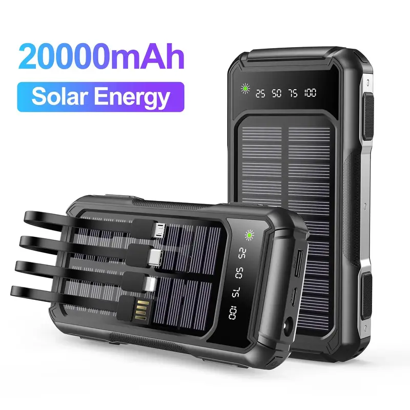 20000mAh Solar Power Bank for Summer, Large Capacity Power Bank with Power Display Compatible with iPhone & Huawei Phone, M...