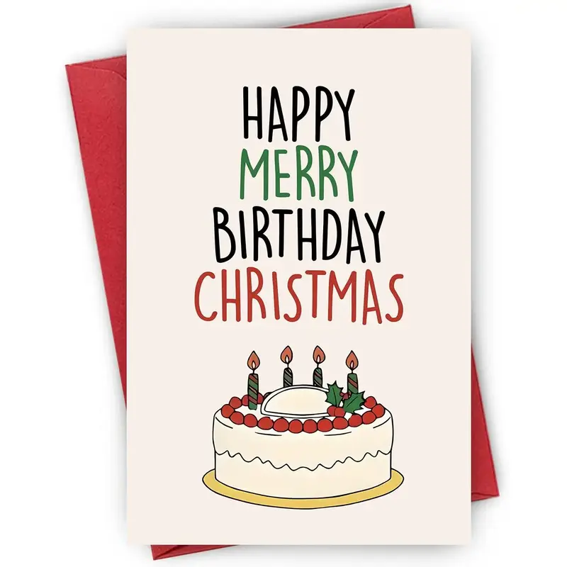 Happy Birthday Card with Envelope, Birthday Cake Patterned Funny Birthday Card, Greeting Card for Friends, Family, and Cowork...