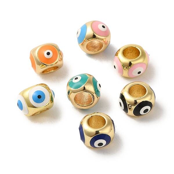 Brass Enamel European Beads