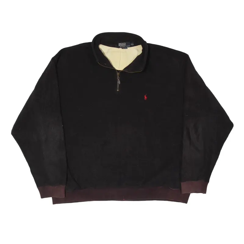 POLO RALPH LAUREN Fleece Brown 1/4 Zip Mens 2XL