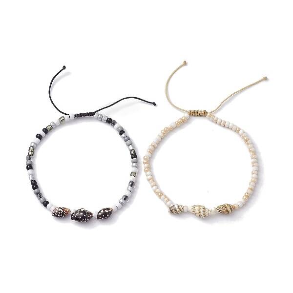 Glass with Natural Sea Shell Beads Anklet