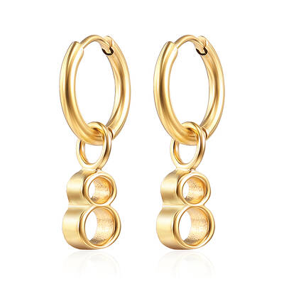 Stainless Steel Number 8 Dangle Earrings for Women