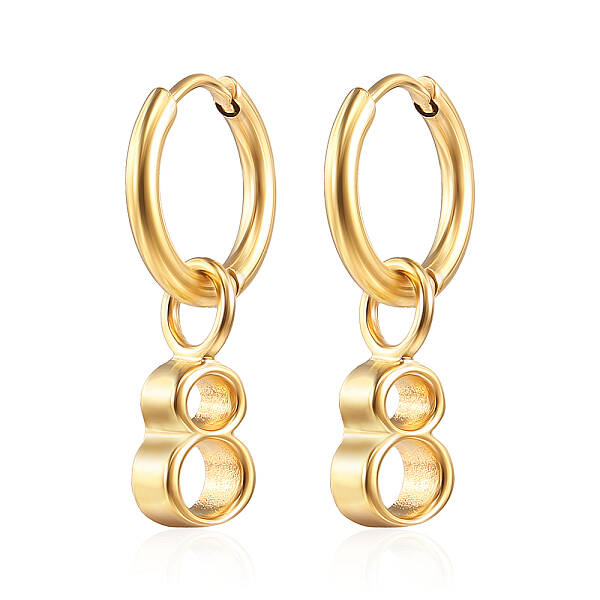 Stainless Steel Number 8 Dangle Earrings for Women