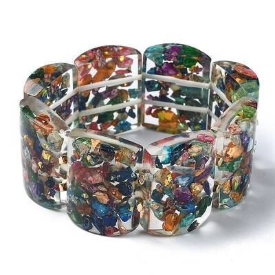 Dyed Natural Imperial Jasper & Synthetic Opal Stretch Bracelets