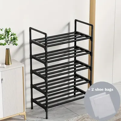 5 Layer Shoe Rack, 1 Count Large Capacity Foldable Shoe OrganizingĀ Storage Rack, Folding Home Organizer for Bedroom, Living ...