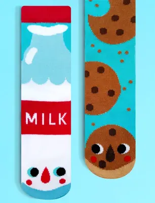 WE GO TOGETHER LIKE MILK & COOKIES! KID MISMATCHED SOCKS | Size: KIDS SMALL