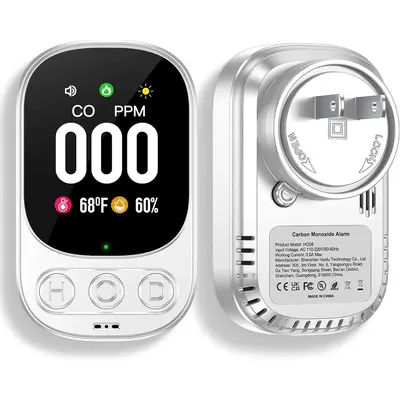 Carbon Monoxide Detector Plug in Wall, 3-in-1 CO Level Monitor Alarm with Temp/Humidity Sensor, Portable Carbon Monoxide Dete...
