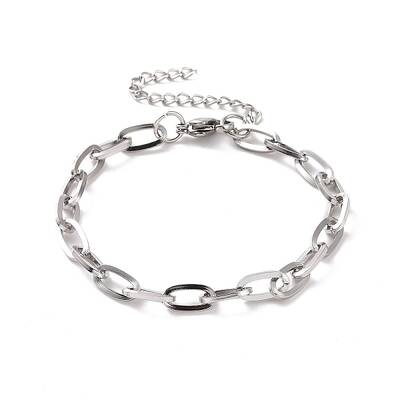 Non-Tarnish 304 Stainless Steel Cable Chain Bracelet for Men Women