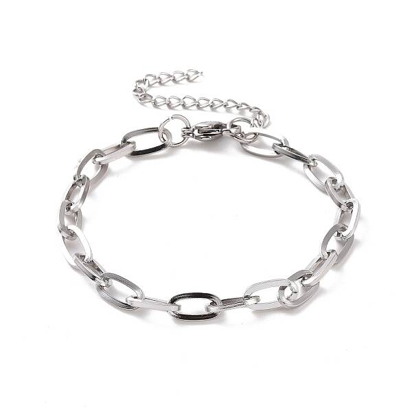Non-Tarnish 304 Stainless Steel Cable Chain Bracelet for Men Women
