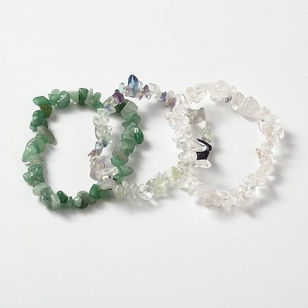 Multi-strand Gemstone Chips Stretch Bracelets