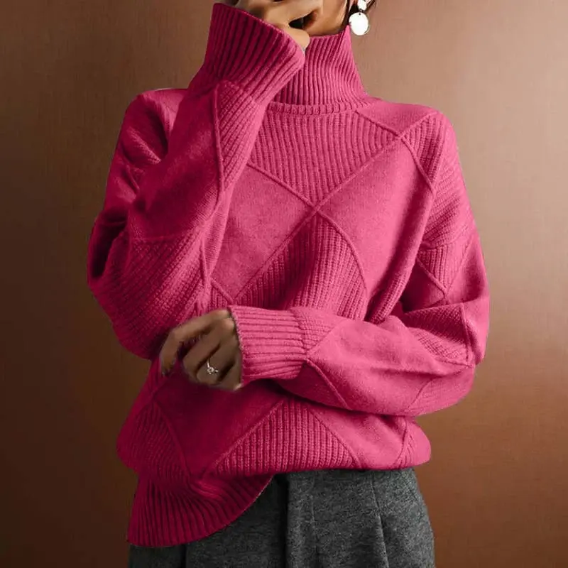 Erica | Textured Turtleneck Knit Sweater