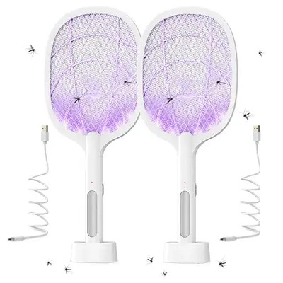 A Must-Have For Summer! 3000V Wireless Bug Zapper Racket - USB Rechargeable, 3-Layer Safety, Automatic UV Mode, Portable, Ind...