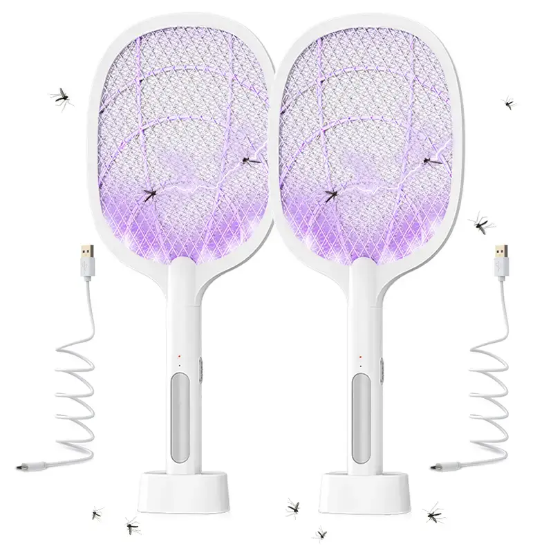 A Must-Have For Summer! 3000V Wireless Bug Zapper Racket - USB Rechargeable, 3-Layer Safety, Automatic UV Mode, Portable, Ind...