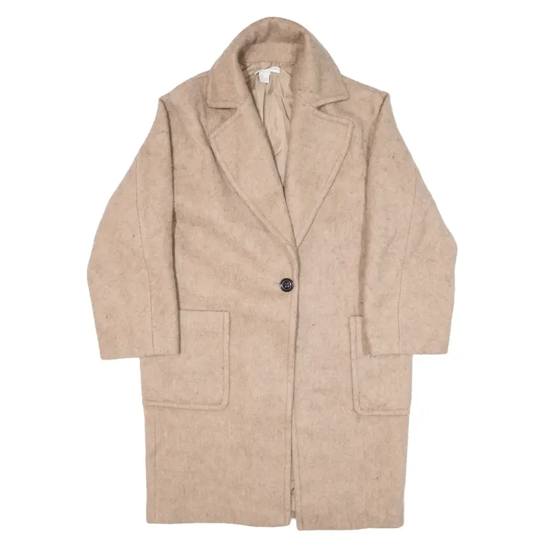 H&M Womens Overcoat Coat Beige Knit Wool S