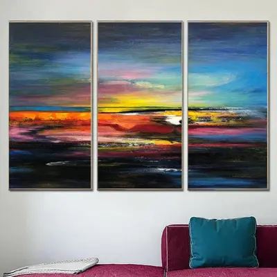 Abstract Art Colorful Painting Red Abstract Art Ocean Painting Art On Canvas | COLORFUL SUNSET